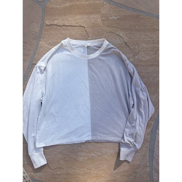 Z Supply Sweatshirt Esme Color Block Long Sleeve Top Bone Taupe Brushed Jersey M - Picture 3 of 6